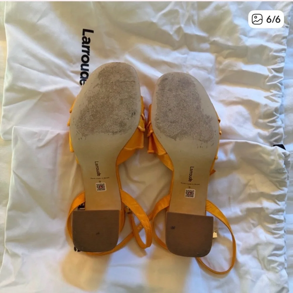 Larroudé Selena Ruffle Sandal — Orange